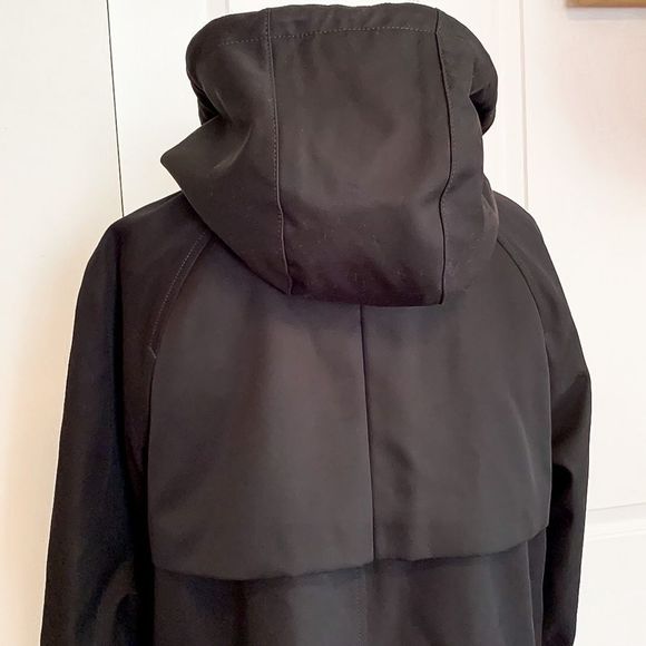 Kate Spade New York Black Trench Coat Jacket with Hood Womens Sz Medium - Picture 6 of 14
